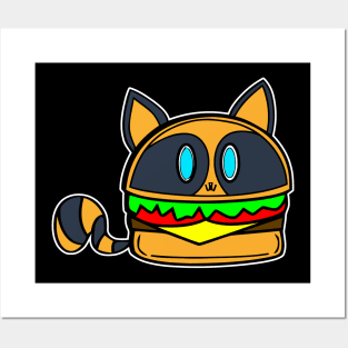 Kawaii Raccoon Cheeseburger Posters and Art